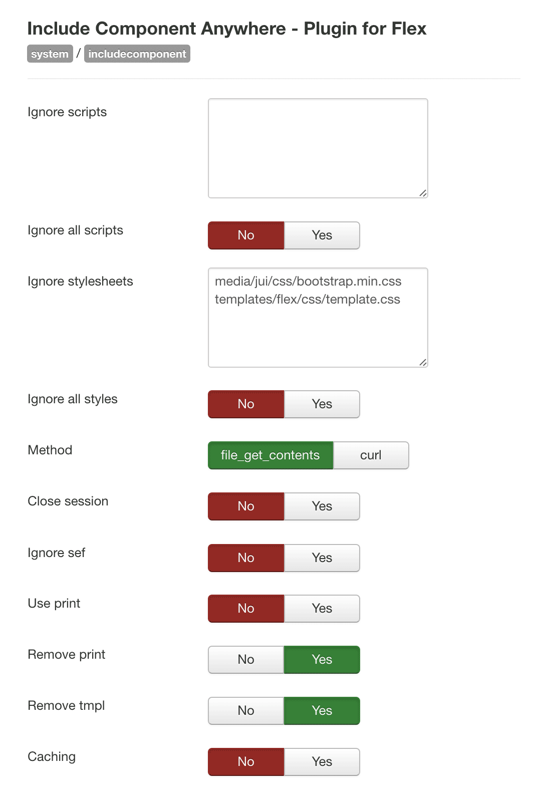 Include Component for Flex